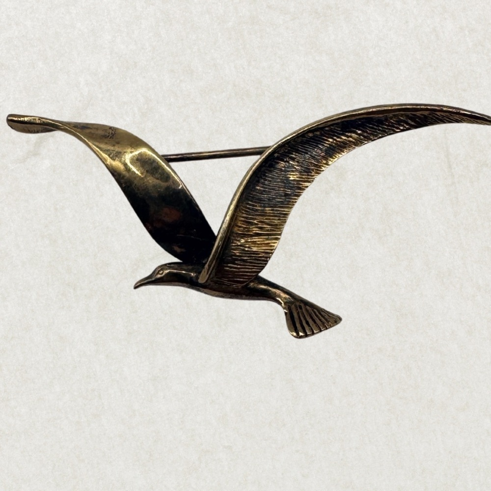 Vintage Gold Plated Sterling Silver Bird Brooch
